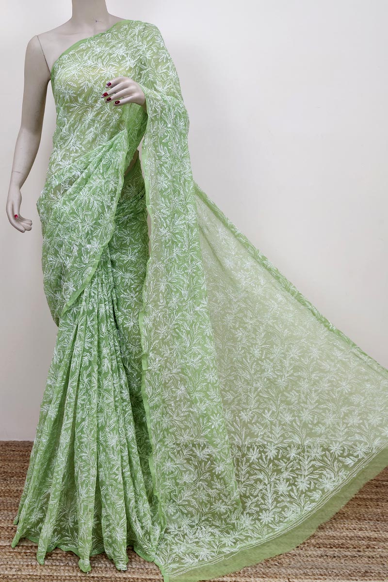 Green Colour Georgette Allover Tepchi (Saree with Blouse) MC252625