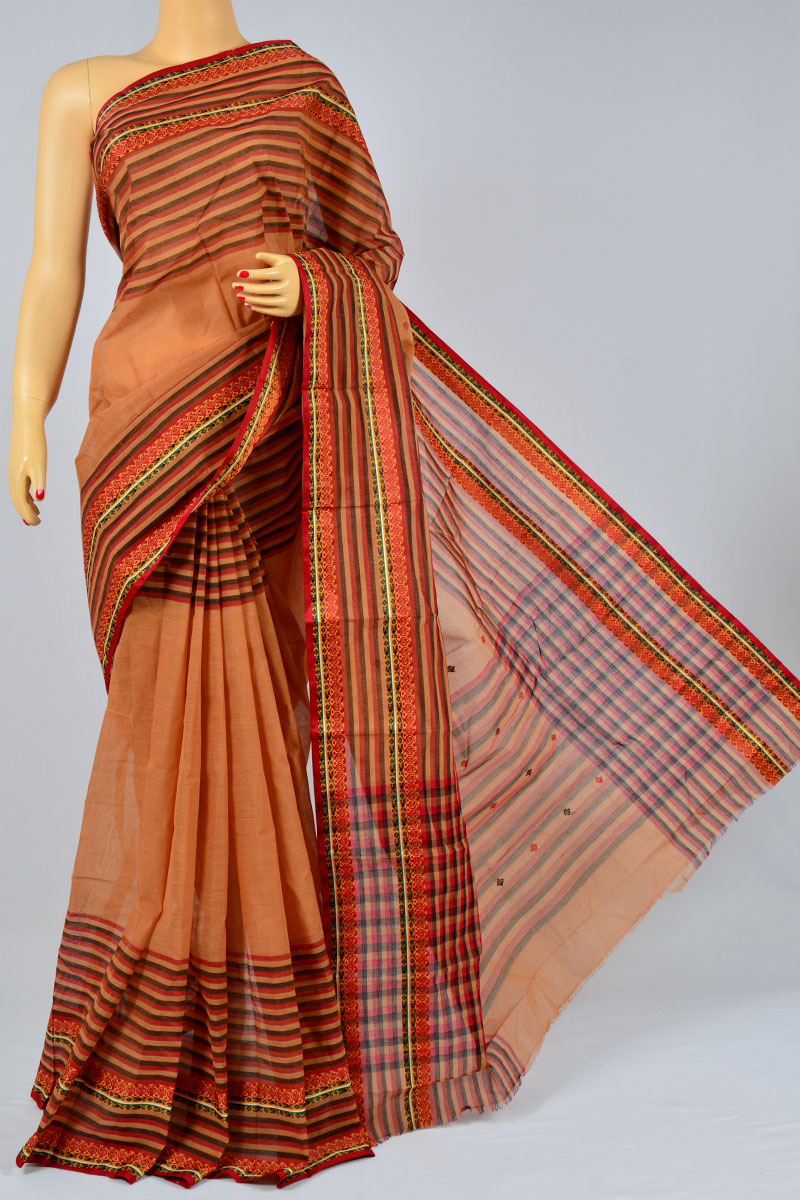 Sandstone Color Handwoven Bengal Handloom Pure Cotton Tant Saree (without Blouse) - KC250166