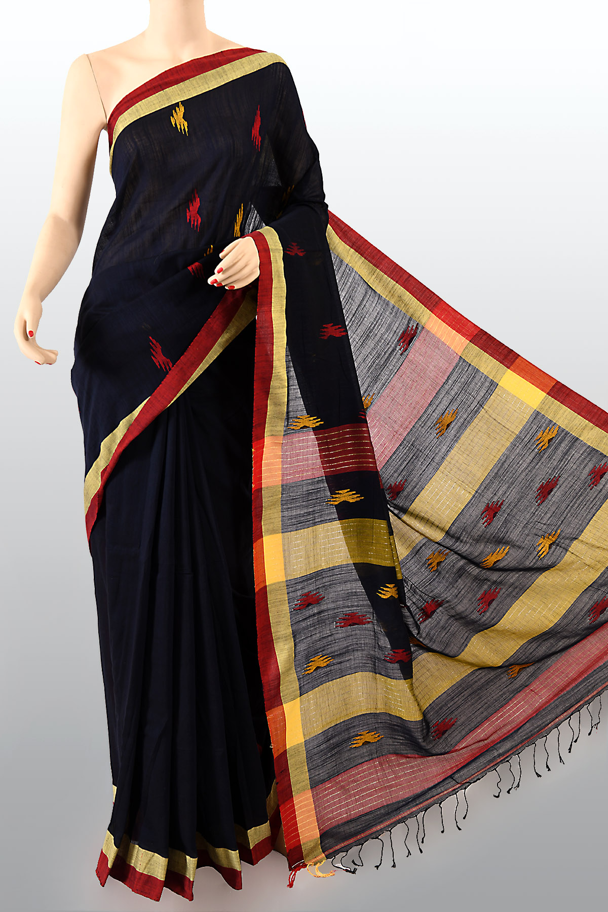 Blue Colour Bengal Handloom Cotton Saree(Without Blouse)MC250739