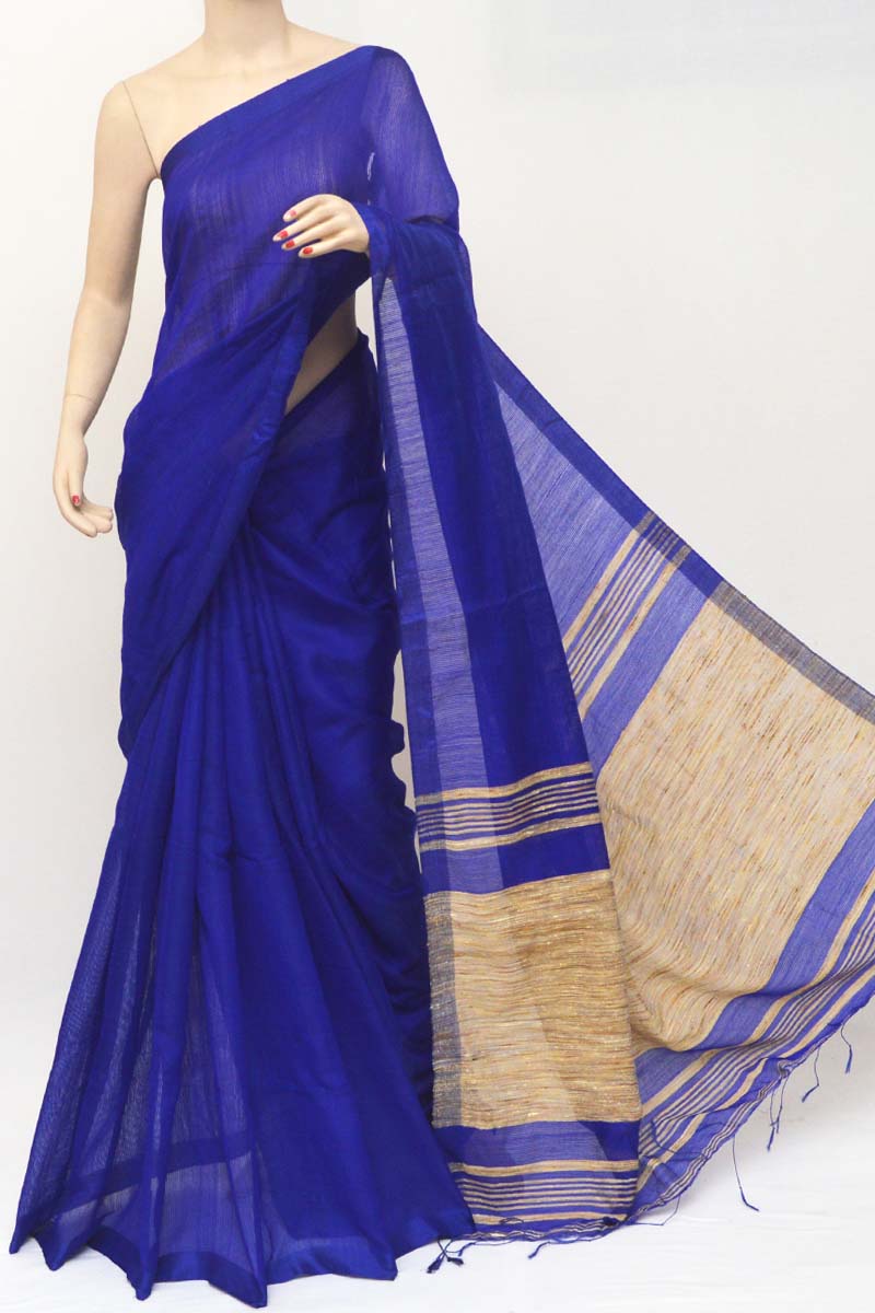 Blue Bengal Handloom Cotton Saree(Without Blouse)MC251168