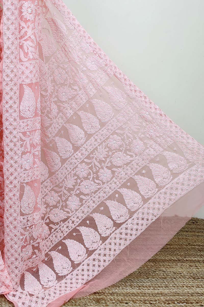 Georgette Triangle Lace Stole, Technics : Handloom, Pattern