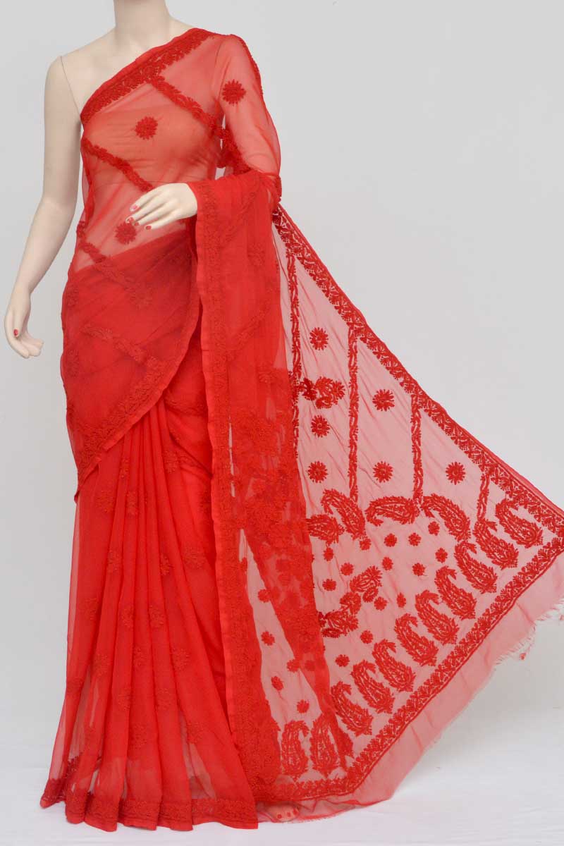 Lucknow Famous Chikan Saree Collection at Chinmay Creations - YouTube