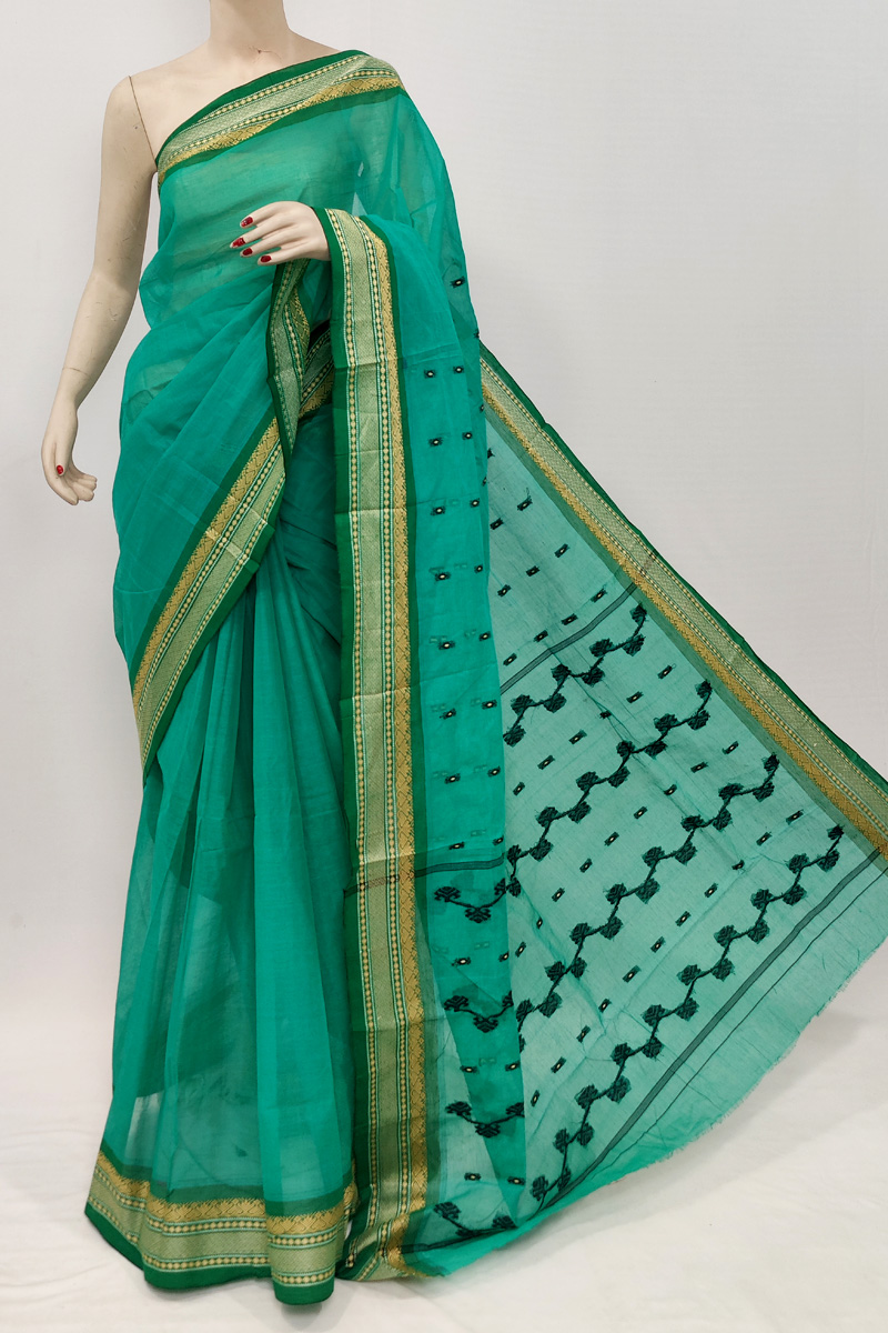 Green Colour Bengal Handloom Cotton Saree With Out Blouse Mc253066