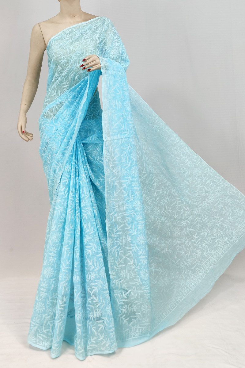 Blue Colour Kota Cotton Tepchi Saree With Out Blouse Mc253121