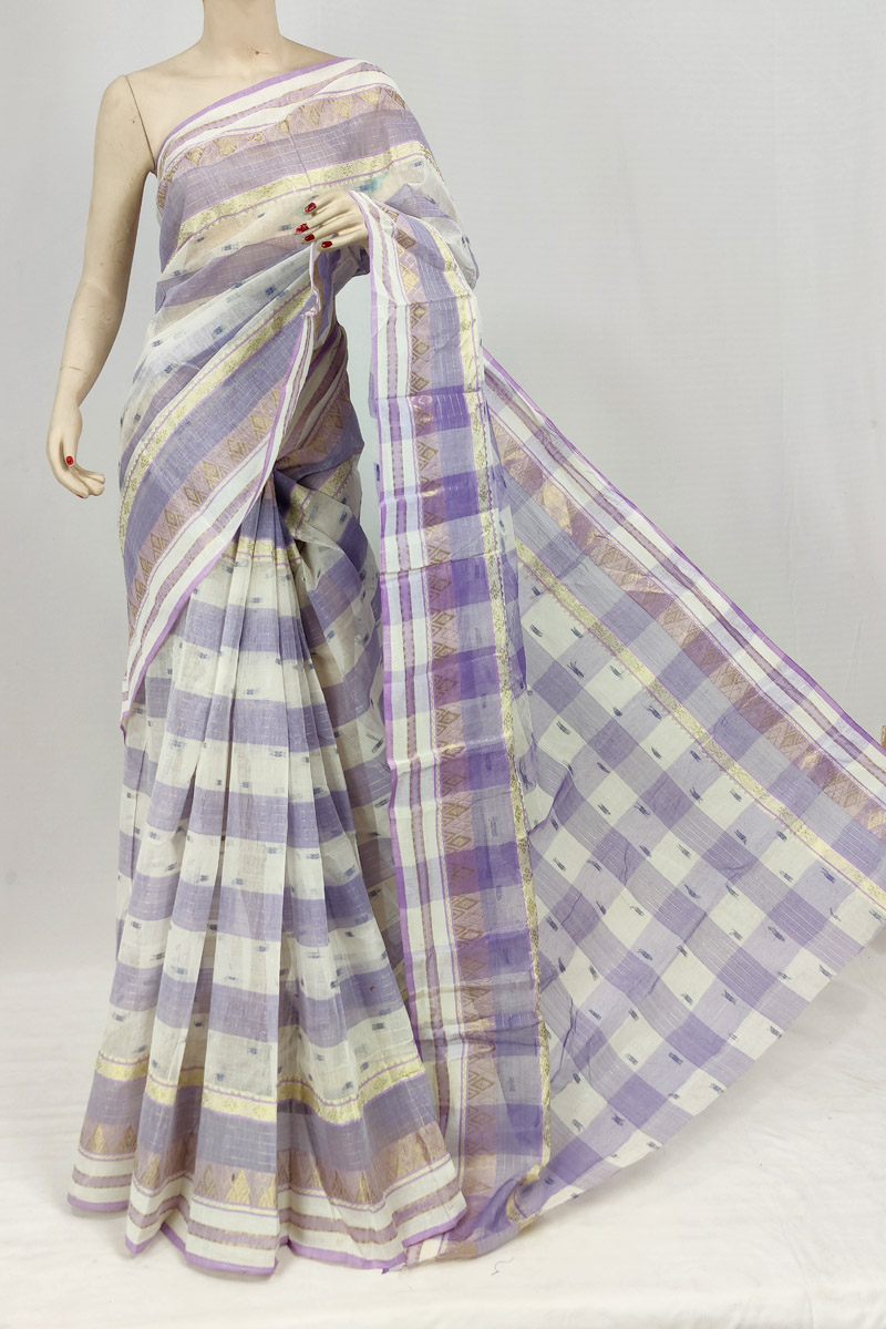 Lavender Colour Bangal Handloom Cotton Saree With Out Blouse MC253119