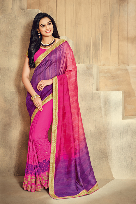 Shop Rani Silk Trendy Saree with Patch Border and Embroidered Work for  Women Online : 274113 -