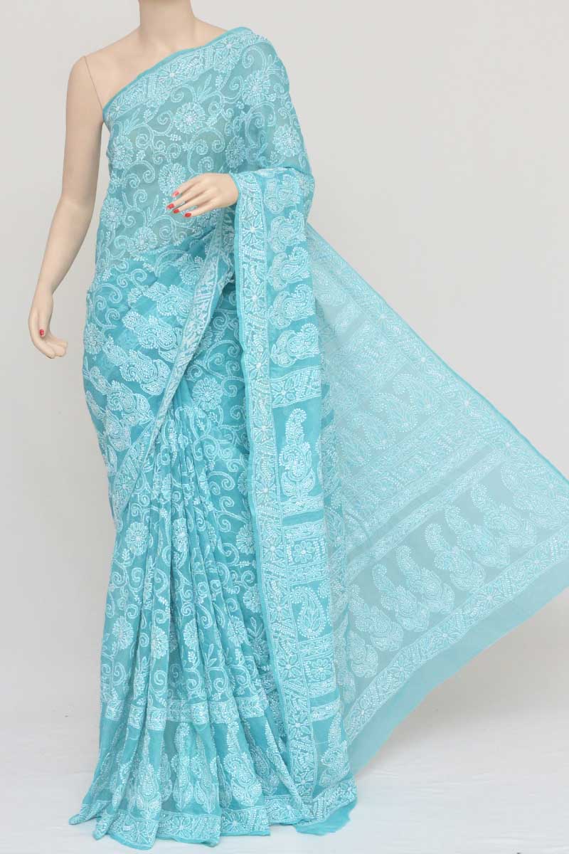 Gajari Color Saree With Firozi Brocade Blouse Blouse Banarasi Beautifu –  garment villa