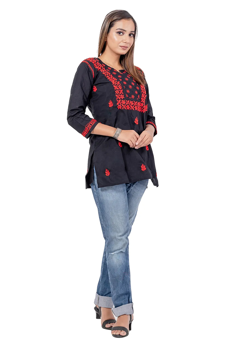 Buy online Blue And Black Rayon Kurti from Kurta Kurtis for Women by Seema  Garment for ₹499 at 62% off | 2024 Limeroad.com