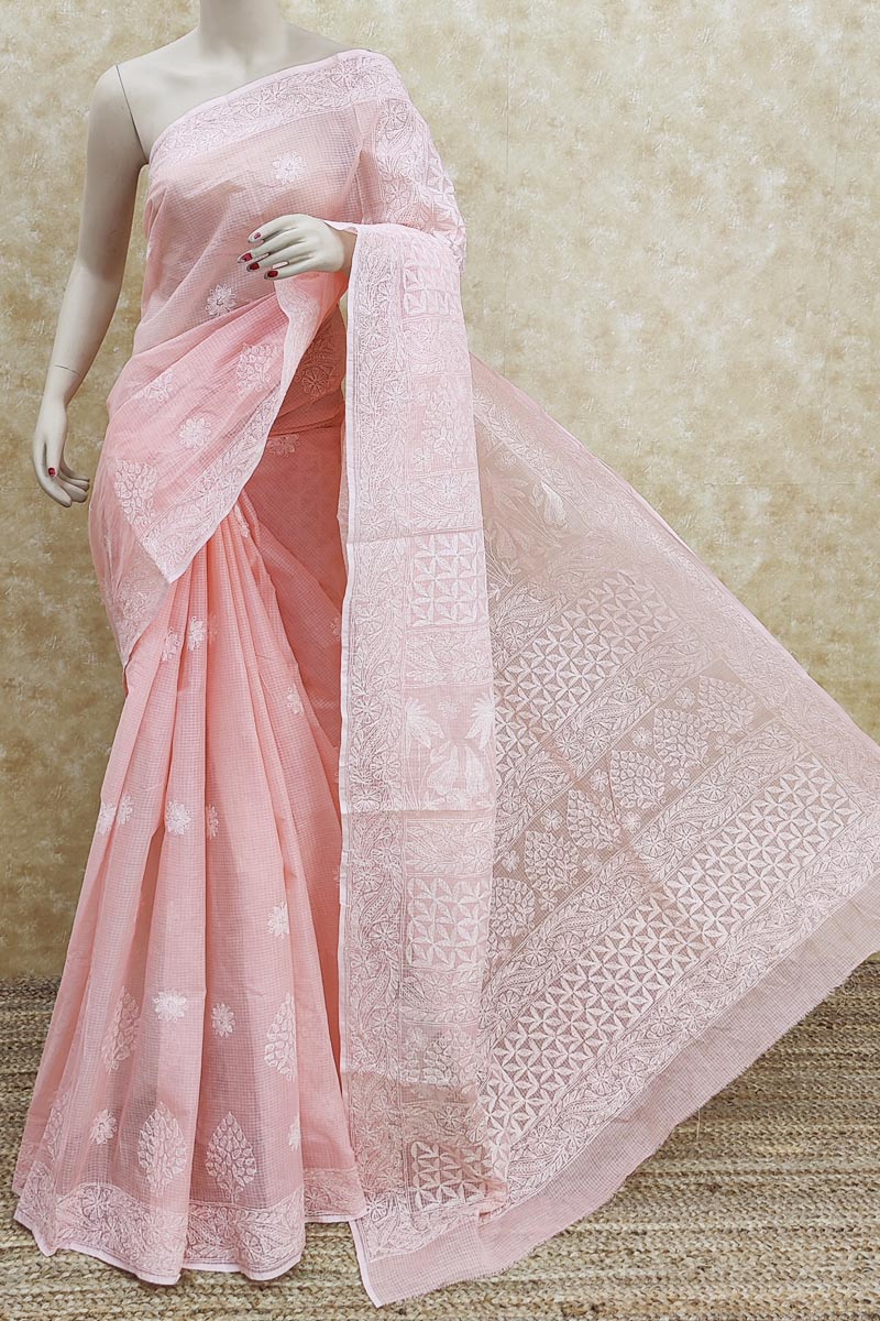 Casual Peach Cotton Saree | Mosami.in