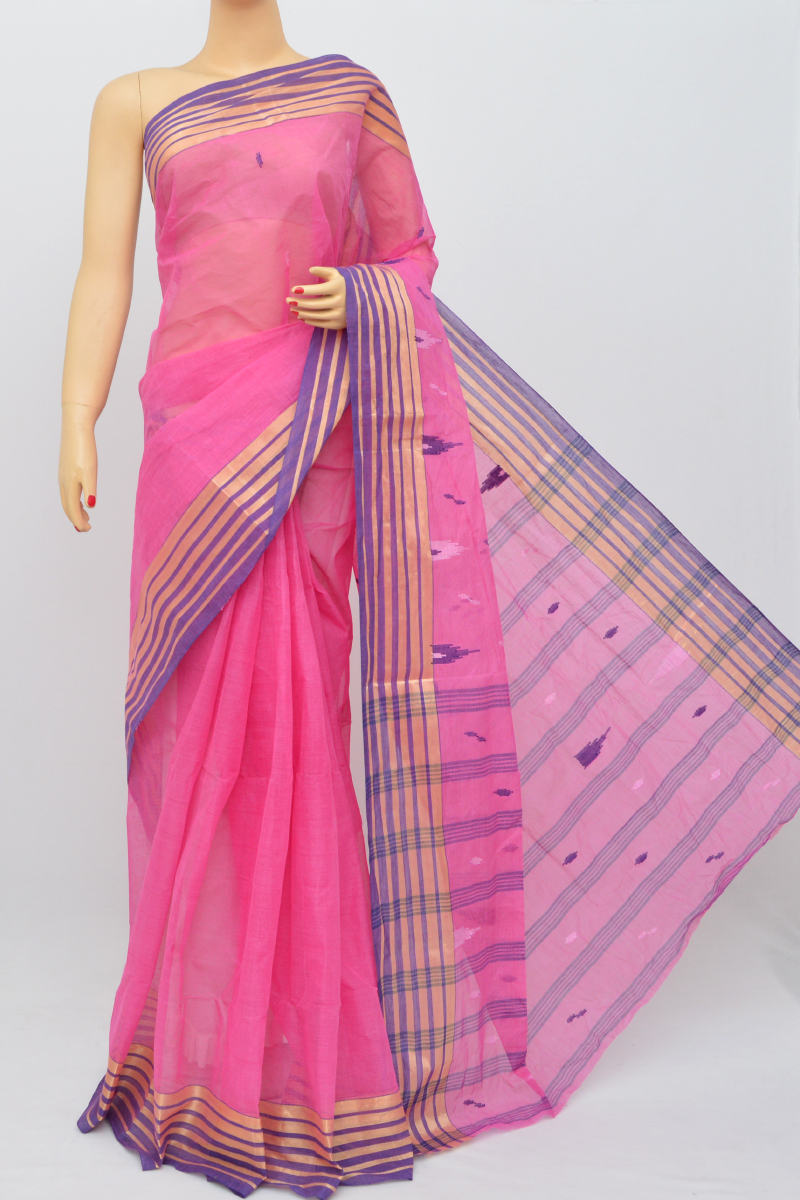 Pink Colour Bengal Handloom Cotton Saree (Without Blouse) - SS250500