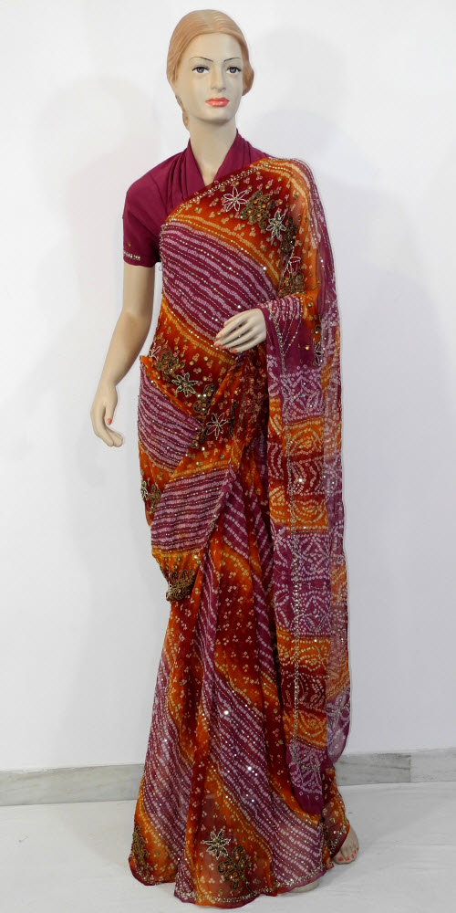 Georgette designer bandhani saree, Occasion : Party wear at Best Price in  Surat