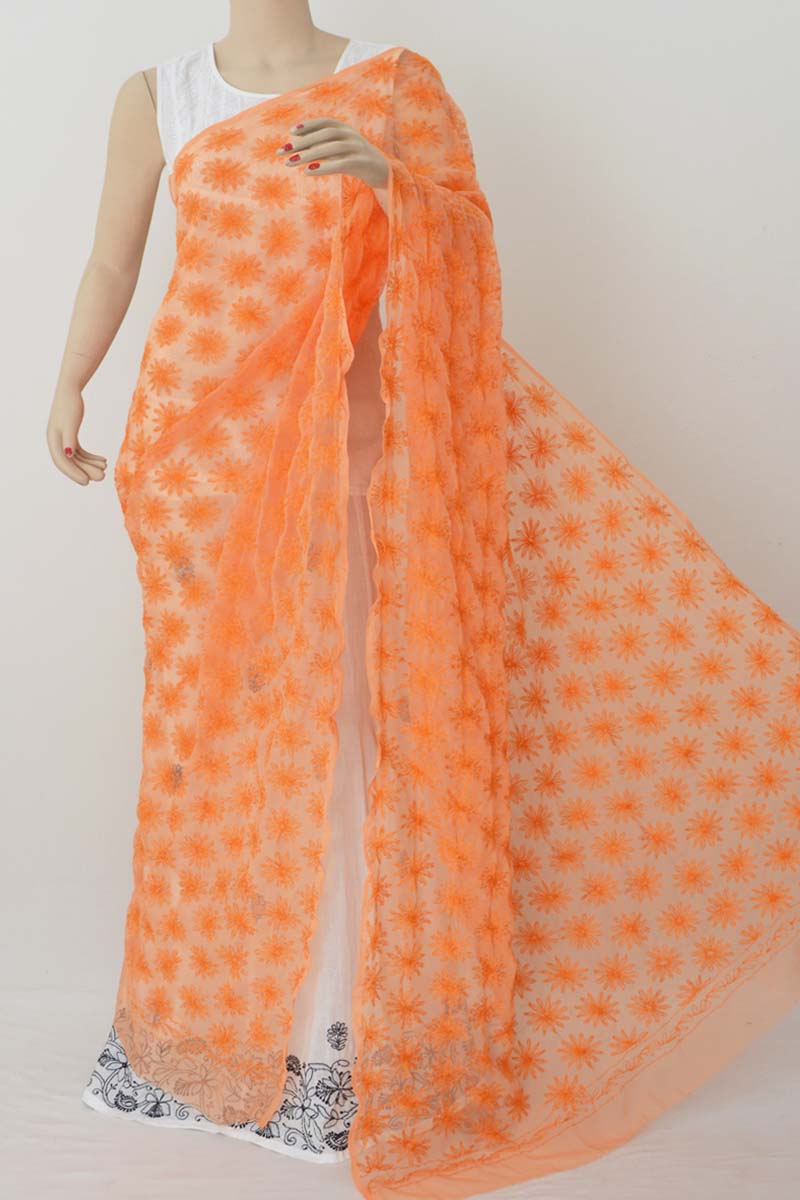 OrangeAllover Hand Embroidered Lucknowi Chikankari Dupatta (Georgette) MC251392