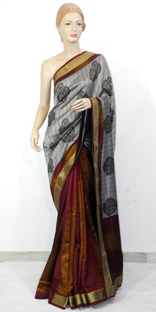 Buy Exclusive Half Half Art Silk Saree Www Maanacreation Com