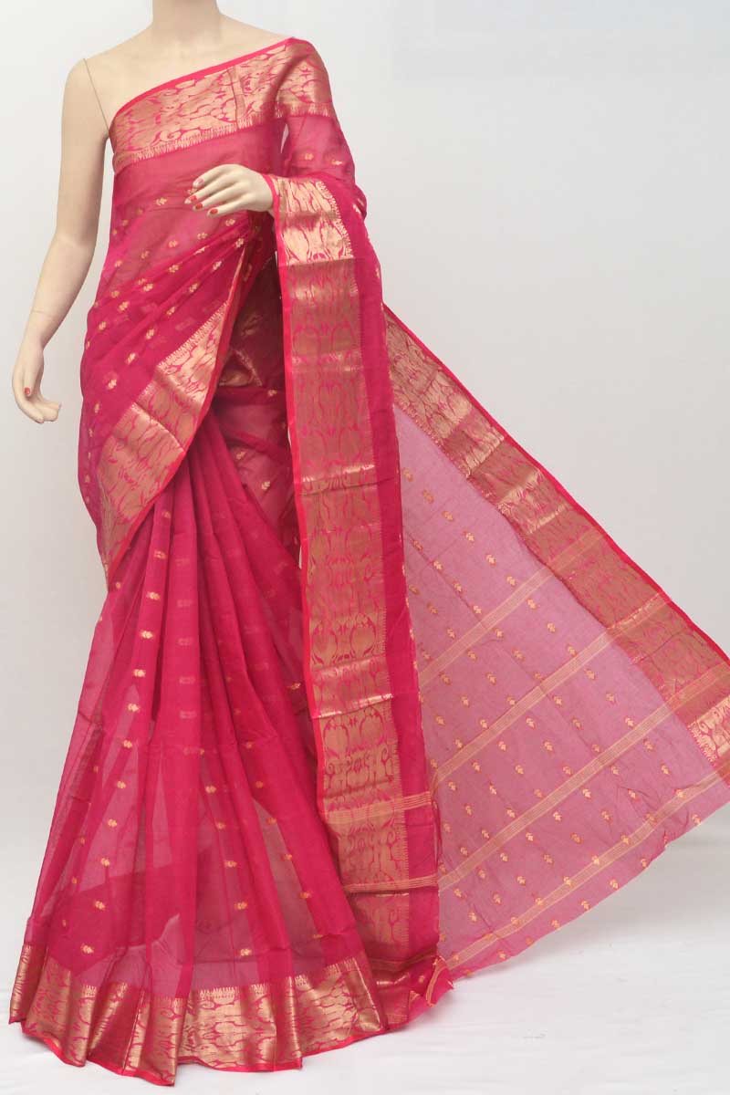 Pink Colour Cotton Tant Bengal Handloom Saree (Without Blouse) - MC251111
