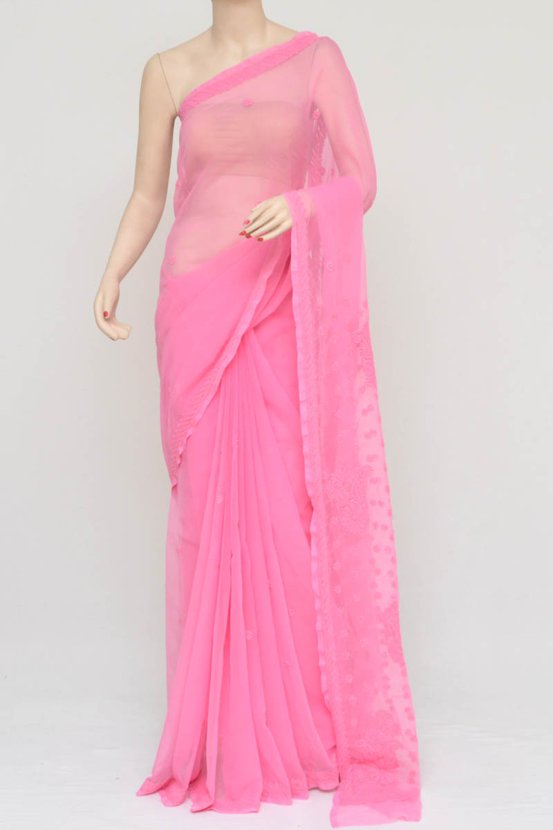 Pink Georgette Saree With Sequin Work 4864SR03