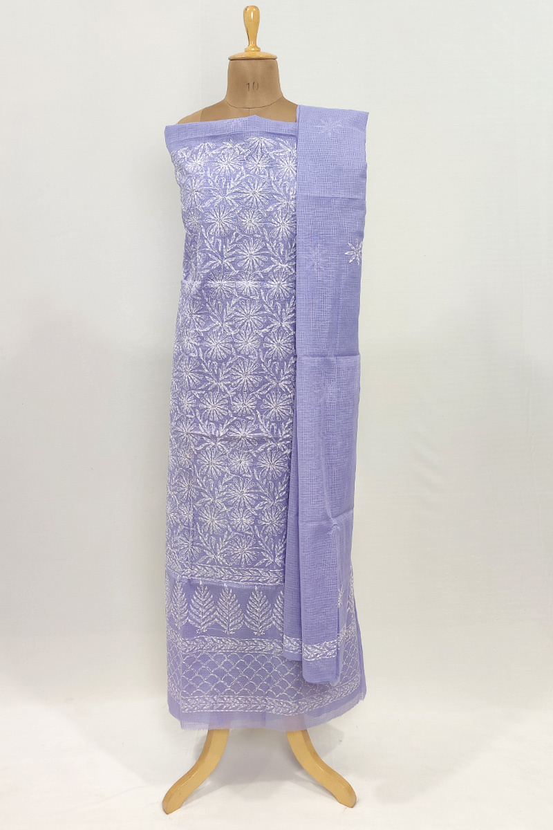 Lavender Colour Kota Cotton Tepchi Work Kurta Dupatta Set MC253085