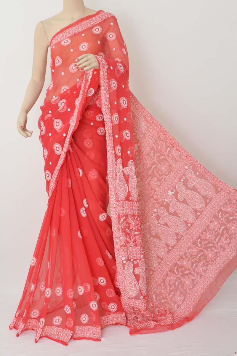 Lucknow Chikankari Hand-Embroidered Sarees | GiTAGGED®