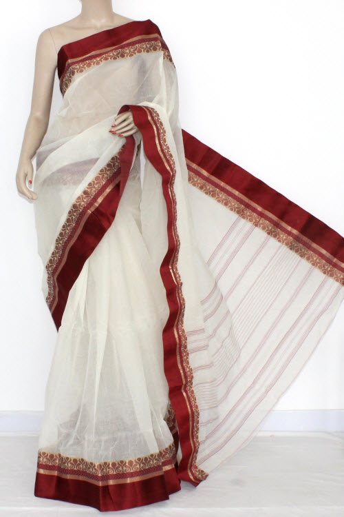 Off white hotsell and maroon saree