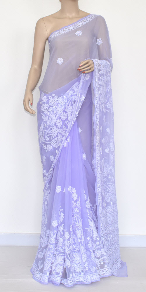 Light Purple Georgette Chikankari Saree at Rs.2899/Piece in silchar offer  by Bunkar