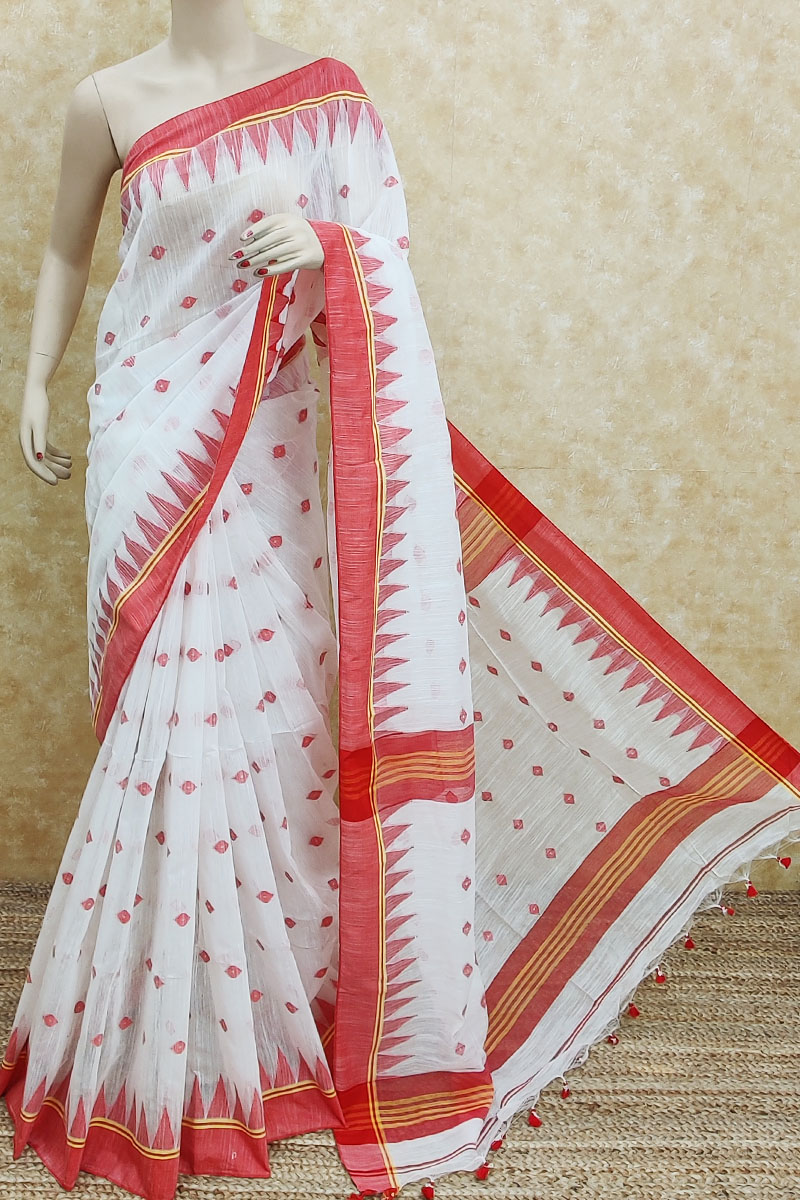 MAROON COTTON CHECKS SAREE WITH OFF-WHITE COTTON PLEATS AND EMBROIDERY –  ShopBollyWear.Com