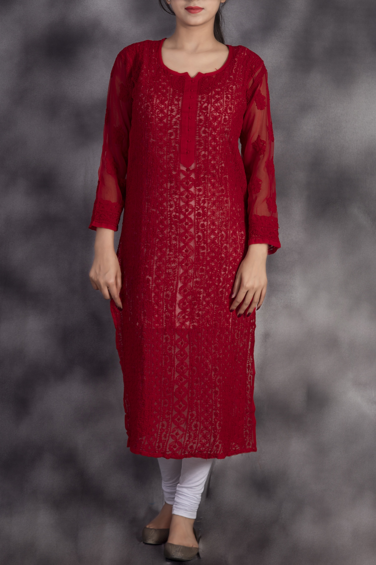 Bushra Modal Chikankari Kurti - Black/Red – Ruup By Jyoti Fashion