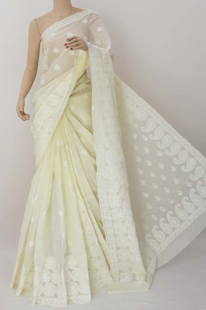 Ivory chikankari and pearl work saree – Sawan Gandhi Online Store