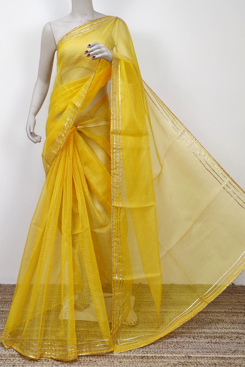 Yellow Colour Bengoal Handloom Kota Cotton Saree (with Blouse 1mtr.) Mc252735