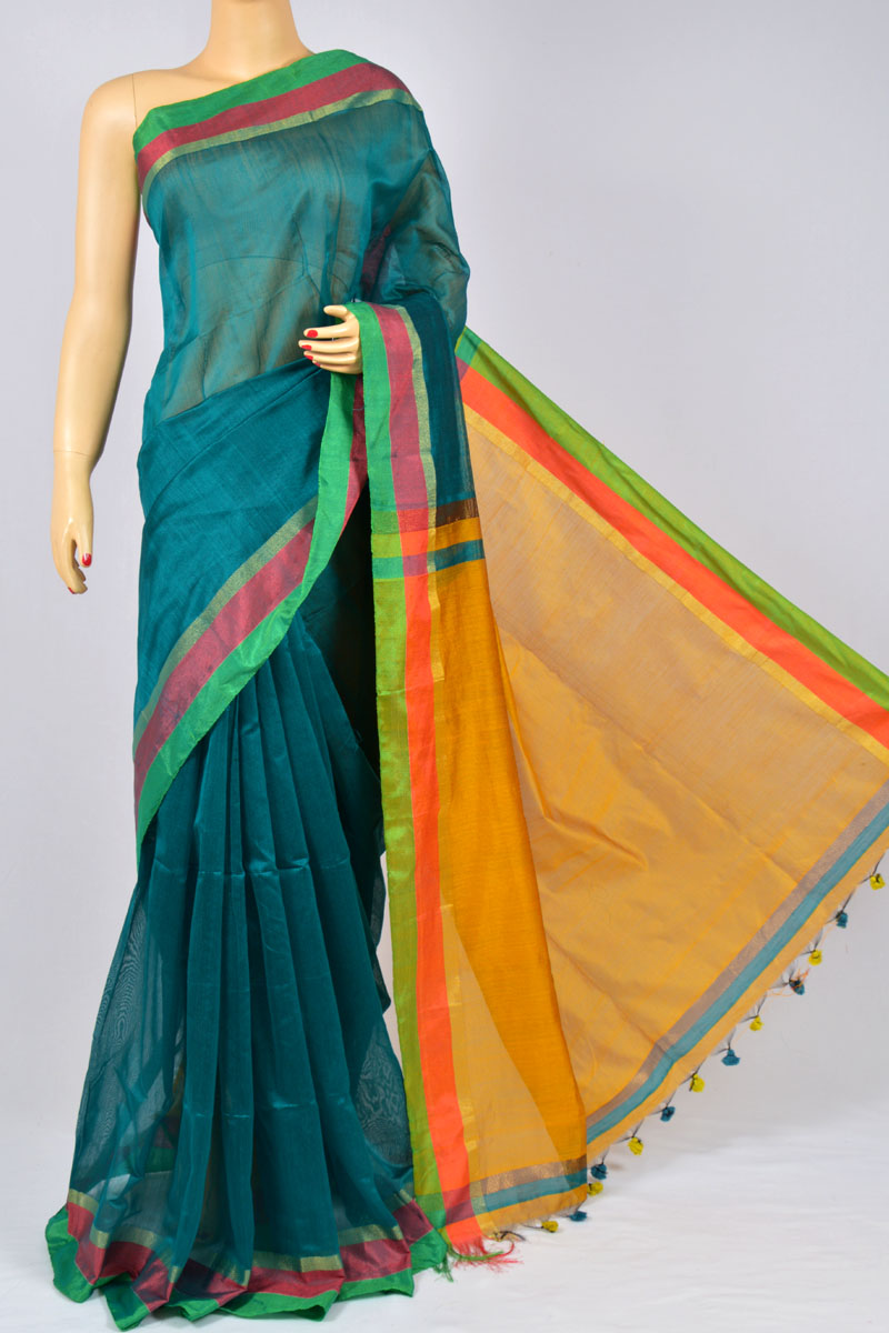 Dark Green Minakari Dhakai Jamdani Saree – Craftyle