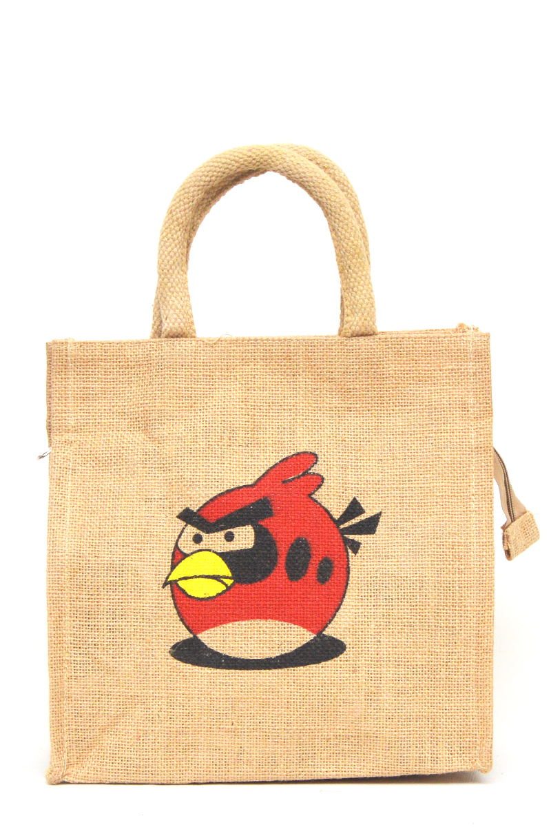 Angry Bird Printed Fancy Jute  Bag - Hb016