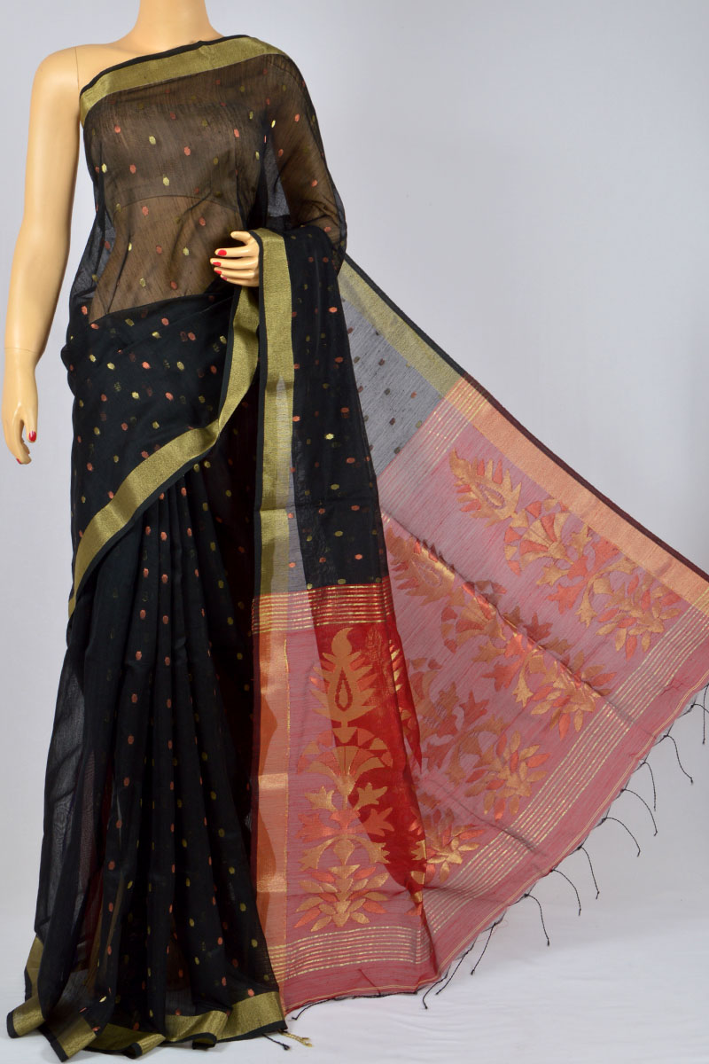 Amazon.com: SAREE SILK HOUSE Women's Cotton Silk Dhakai Jamdani Saree  Bengali Handloom Sari (Black) : Clothing, Shoes & Jewelry