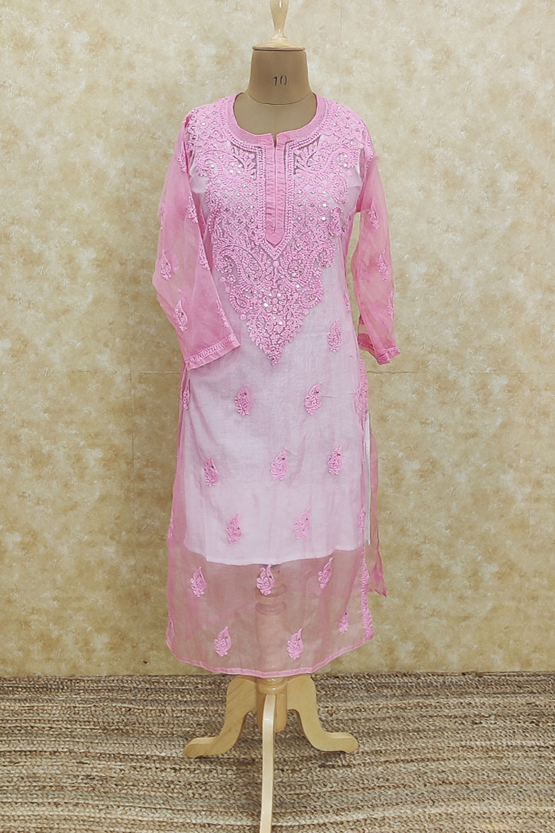 Buy Purple Pure Cotton Party Wear Chikan Work Kurti With Palazzo Online  From Wholesale Salwar.