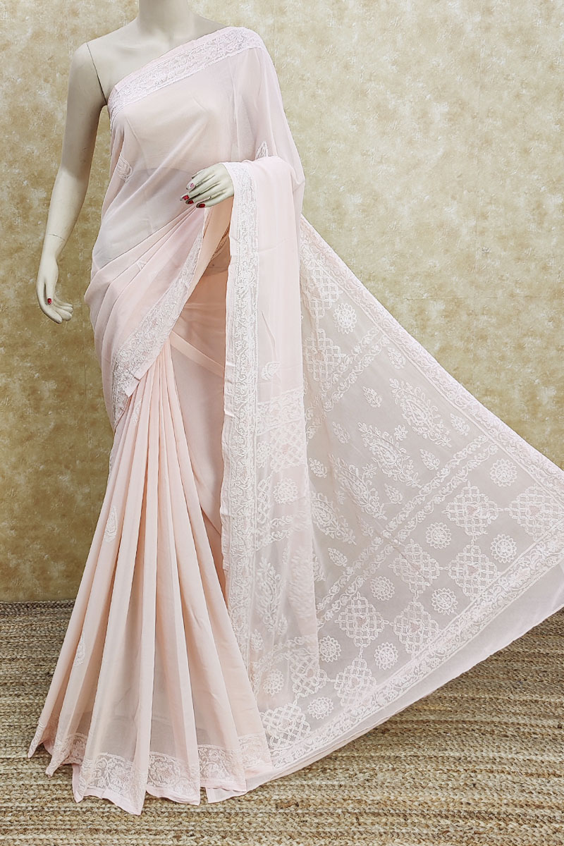 Butta Net Designer Saree in Peach