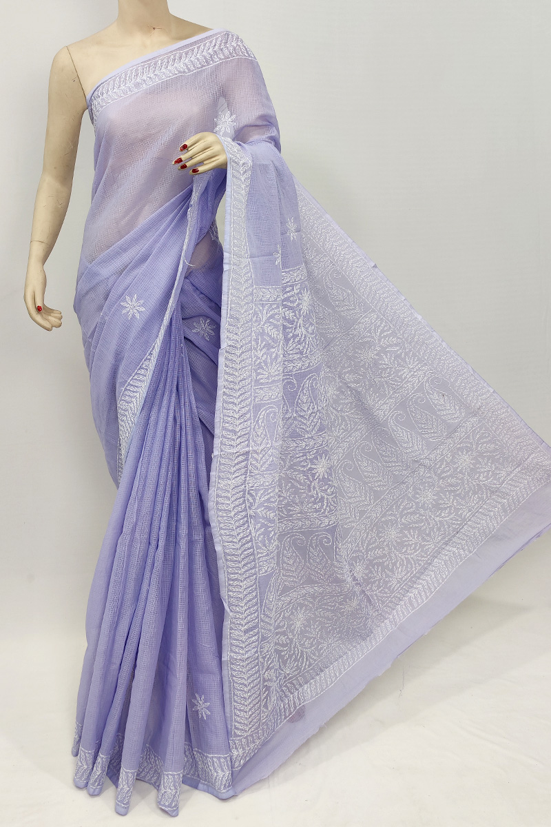 Lavender Colour Kota Cotton Tepchi Saree With Blouse MC253046