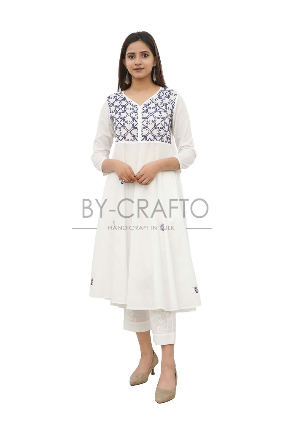 In-Sattva Women's Indian Elegant Subtle Print White Kurta Tunic; White -  Walmart.com