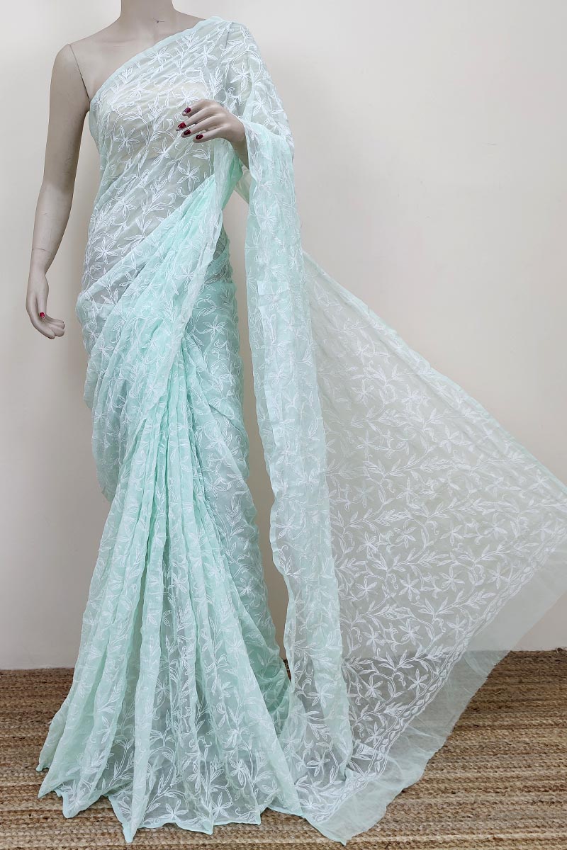 Mint Green Colour Georgette Allover Tepchi (Saree with Blouse) MC252577