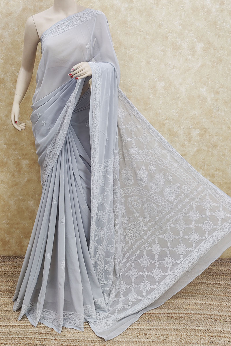 Grey Color Traditional Designer Saree