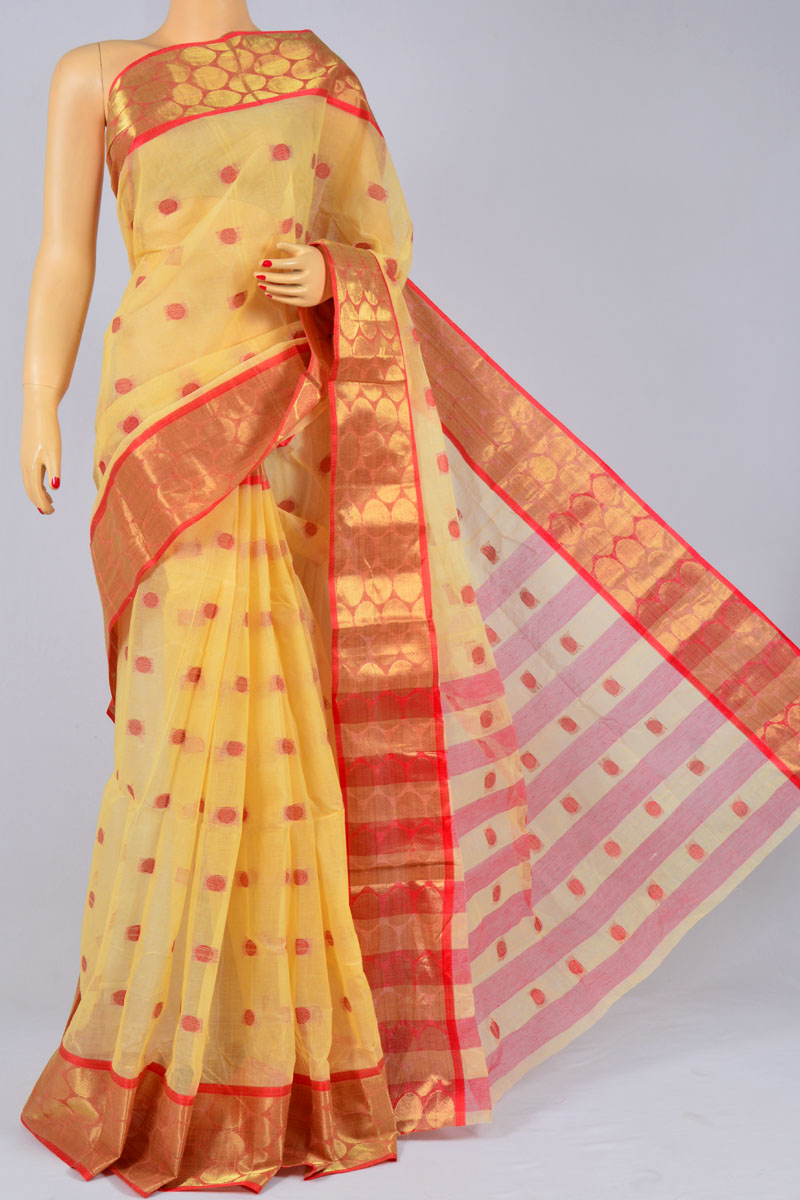 Golden Yellow Handwoven Bengal Tant Cotton Saree (Without Blouse) 14180,  Buy Casual Tant Sarees online, Pure Casual Tant Sarees, Trendy Casual Tant  Sarees ,Buy online , online shopping india, sarees , apparel