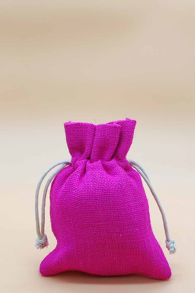 Pink Colour beautiful jute potli bag - MC251249