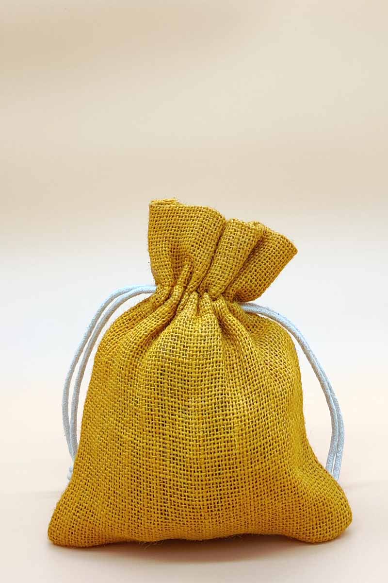 Yellow Colour beautiful jute potli bag - MC251251