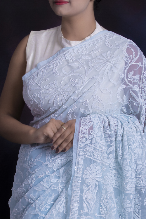Studio Shringaar Women's Readymade Cotton Elbow Length Sleeves Chikankari  Saree Blouse (White, 40) : Amazon.in: Fashion